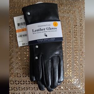 Black Leather Touchscreen  Charter Club Gloves